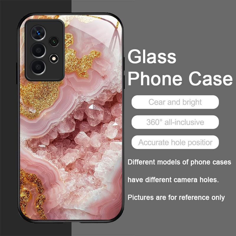 Luxury Marble Gemstone Pattern Tempered Glass Phone Case for Samsung Galaxy S25 Ultra S24 S23 Plus S22 S21 S20 FE A56 Hard Cover