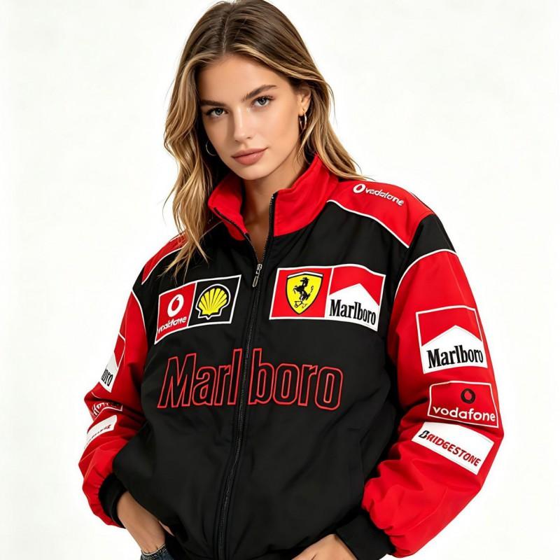 Vintage F1 Racing Embroidered Jacket Cotton Padded Motorcycle Riding Baseball Coat Unisex