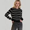 Autumn New Striped Knit Sweater for Women, Crew Neck Long-sleeve Sweater, Loose Versatile Top, European and American Style Fashion Set