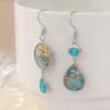 Retro Bohemian-style Colored Synthetic Turquoise Water Drop Shaped Dangle Earrings Women's Elegant Banquet Pendant Jewelry Gifts