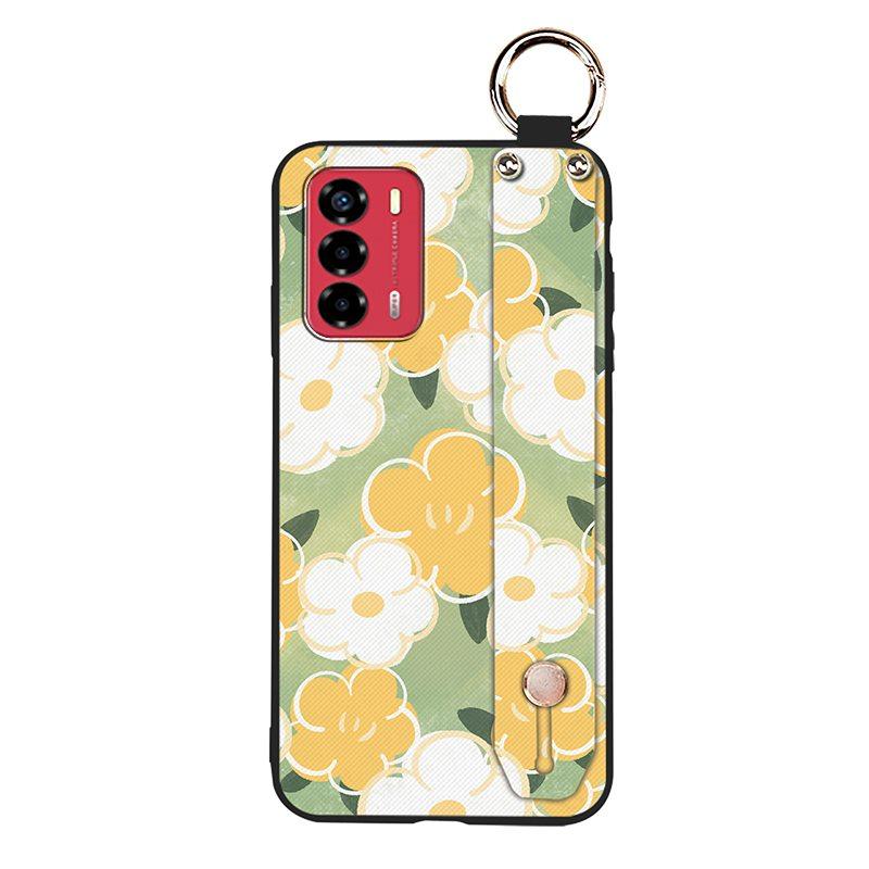 Durable Lanyard Phone Case For ZTE Blade V40 Vita/A72 Ring Anti-dust Fashion Design Silicone Kickstand Waterproof Flower