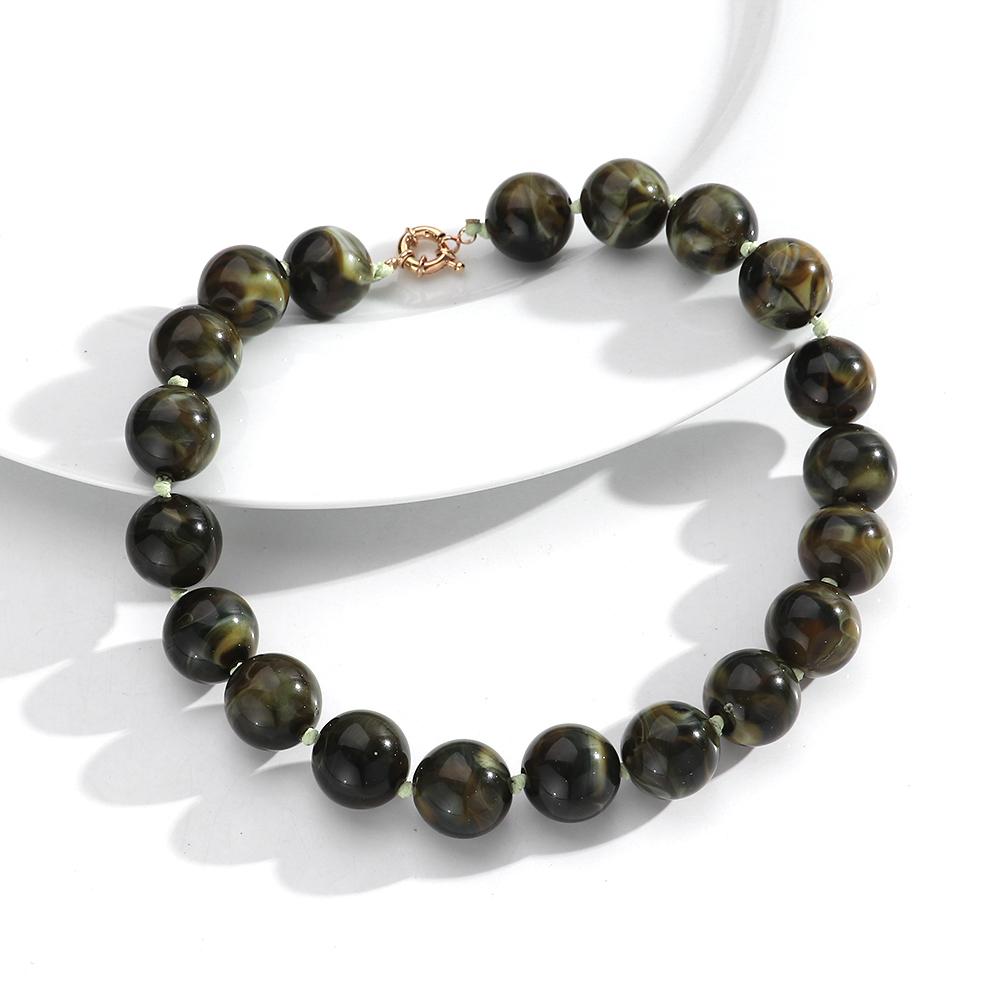 Богемный Стиль Ручной Работы Женское Бусины Ожерелье для Женщин Винтажные Круглые Смоляные Бусины Веревочная Цепь Чокер Ожерелья Украшения Подарки