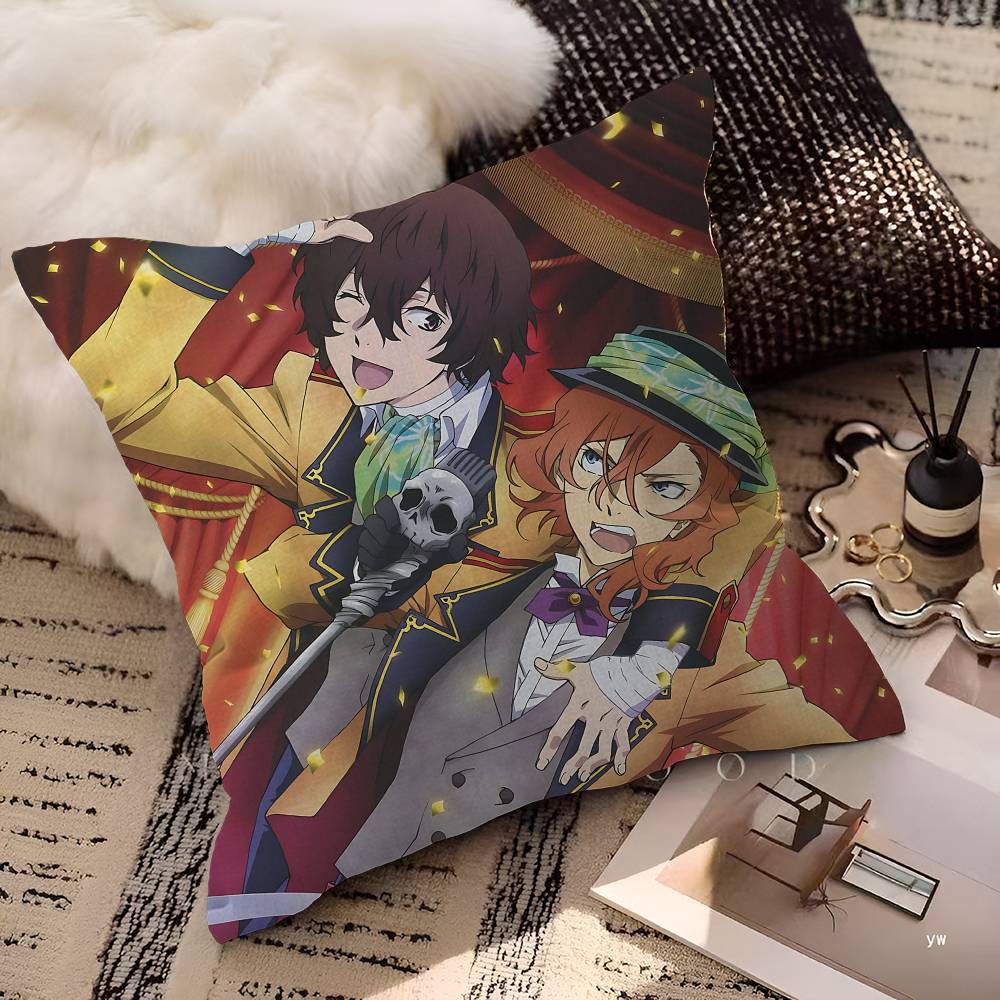Poszewka na poduszkę z postacią z kreskówki Bungo Stray Dogs Prezent Toon Poszewka na poduszkę Sypialnia Dom Sofa Krzesło Siedzenie Dekoracja Poszewka na poduszkę