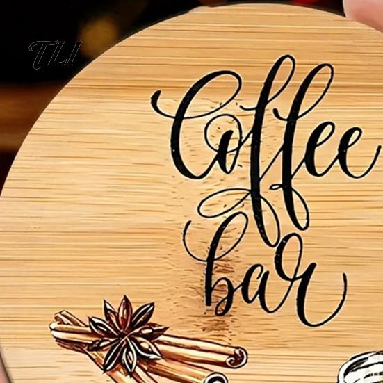 Reusable Wooden Table Coasters 6Pcs Wood for Drinks, Heat Resistant Drink Mat, Anti-slip Round Drinks Mats Dining Room, Coffee And Office Desktop