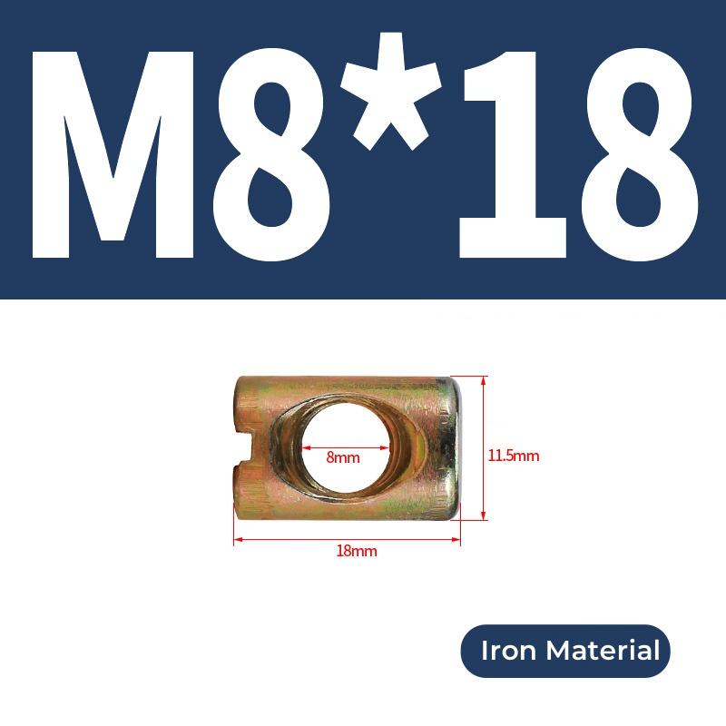 M6 M8 Barrel Nuts Bolts Cross Dowel Slotted Hammer Embedded Nut Horizontal Hole Nut For Beds Chairs Furniture