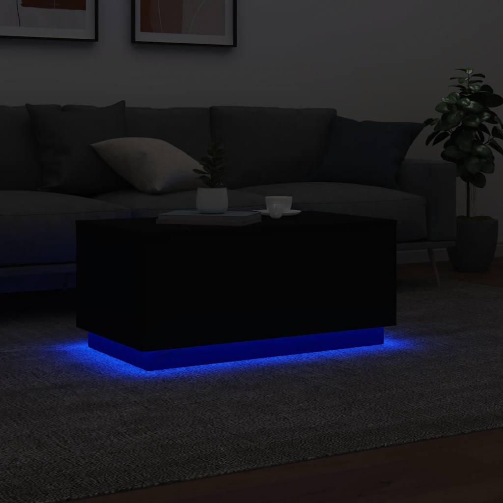 LED Coffee Table Black 90 x 50 x 40 cm