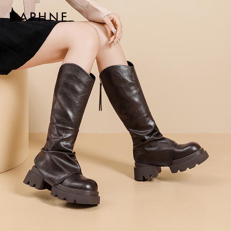Daphne V-Neck Platform Over-the-Knee Boots L