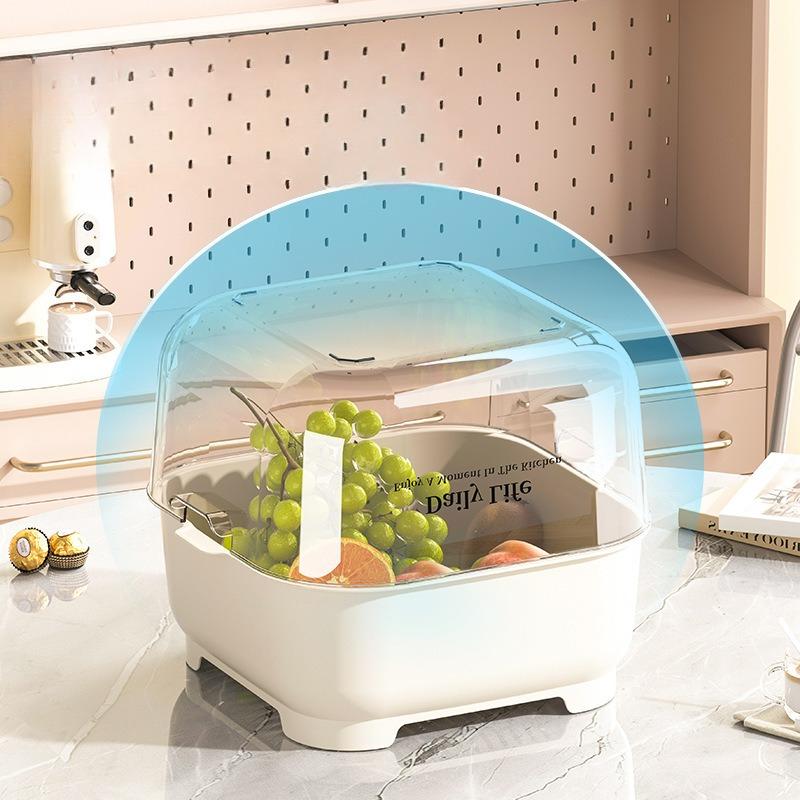 Kitchen Double-layer Drain Basket, Vegetable Washing Basin, Drain Basket, Large Capacity for Kitchen Use