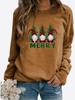 Winter Women's Christmas Printed Round Neck T-shirt Plus Size Casual Long Sleeve Tops Comfortable Sweatshirt