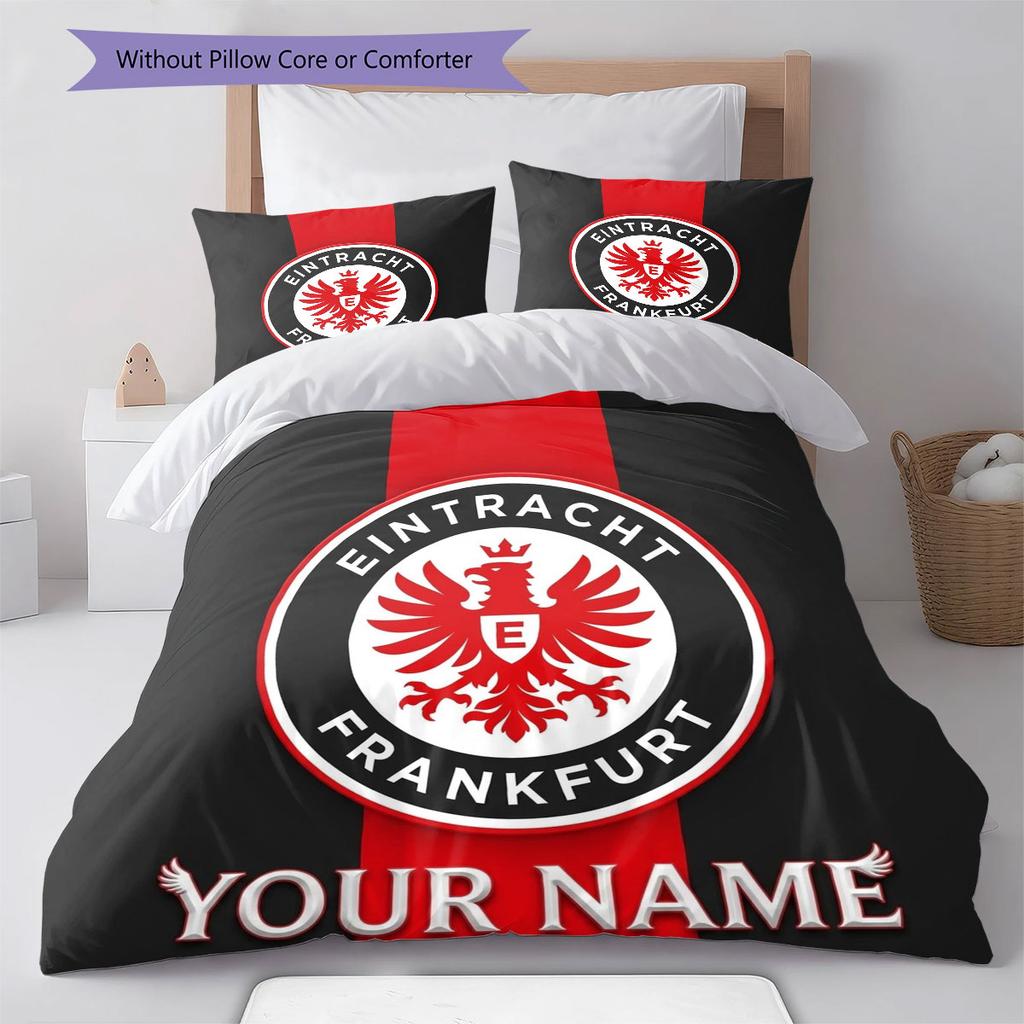 Eintracht Frankfurt Custom Name Pattern Bedding,Quilt Set Quilt Cover Pillowcase Home Birthday Gift(1 * Duvet Cover + 2 * Pillowcase, Without Core)