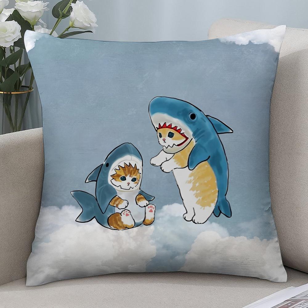 

Cute m-mofusands Pillow Case Short Plush Pillow Covers Sofa Decorative Gift Home Double-sided Printing Cushion Cover 16x16Inch