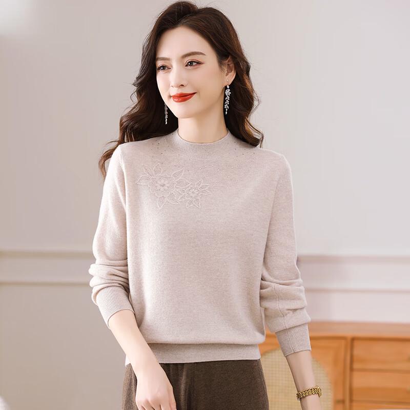 

YILITON 100% Pure Wool Round Neck Sweater L