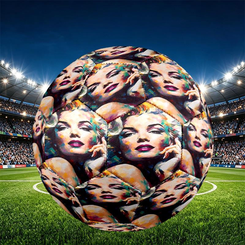 Marilyn Monroe Print Size 5 Soccer Ball, PU Wear Resistant Football for Match Training and Daily Practice, Birthday Gift for Soccer Fans