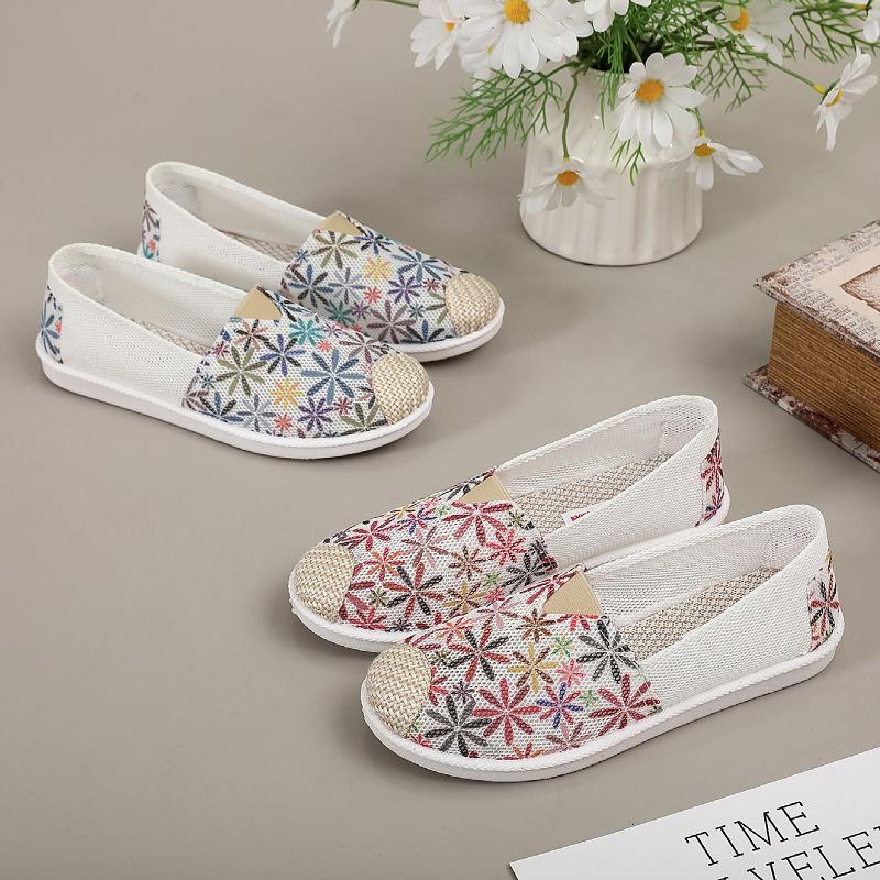 Alte Pekinger Stoffschuhe Damen Weichsohlige Flachabsatz Leichte Freizeitschuhe Mutterschuhe Vielseitig und Atmungsaktiv Einschlupfstoffschuhe Damen s