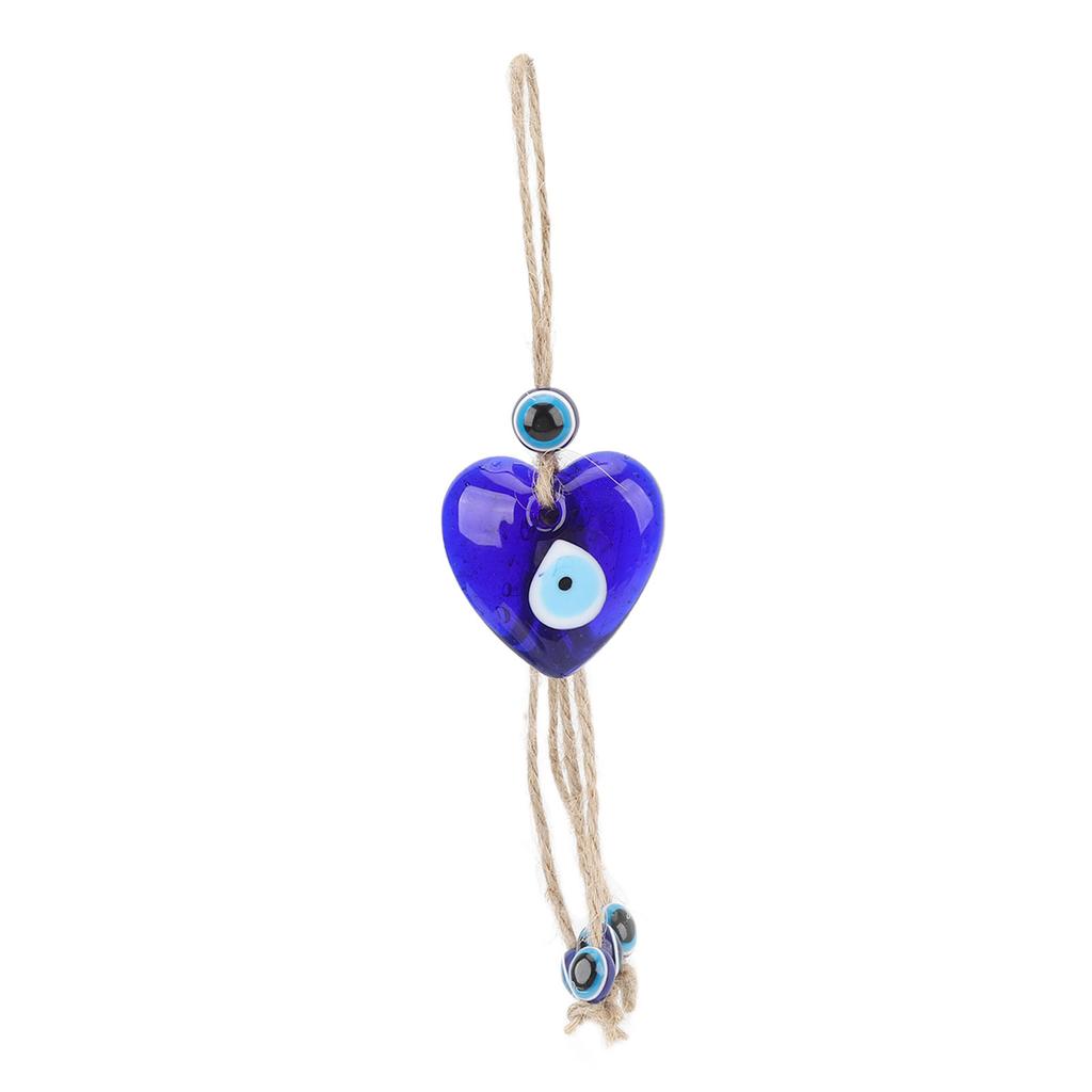 Woven Rope Pendant Blue Evil Eye Heart Shaped Ornament Hanging Decoration for Car Interior Clothing