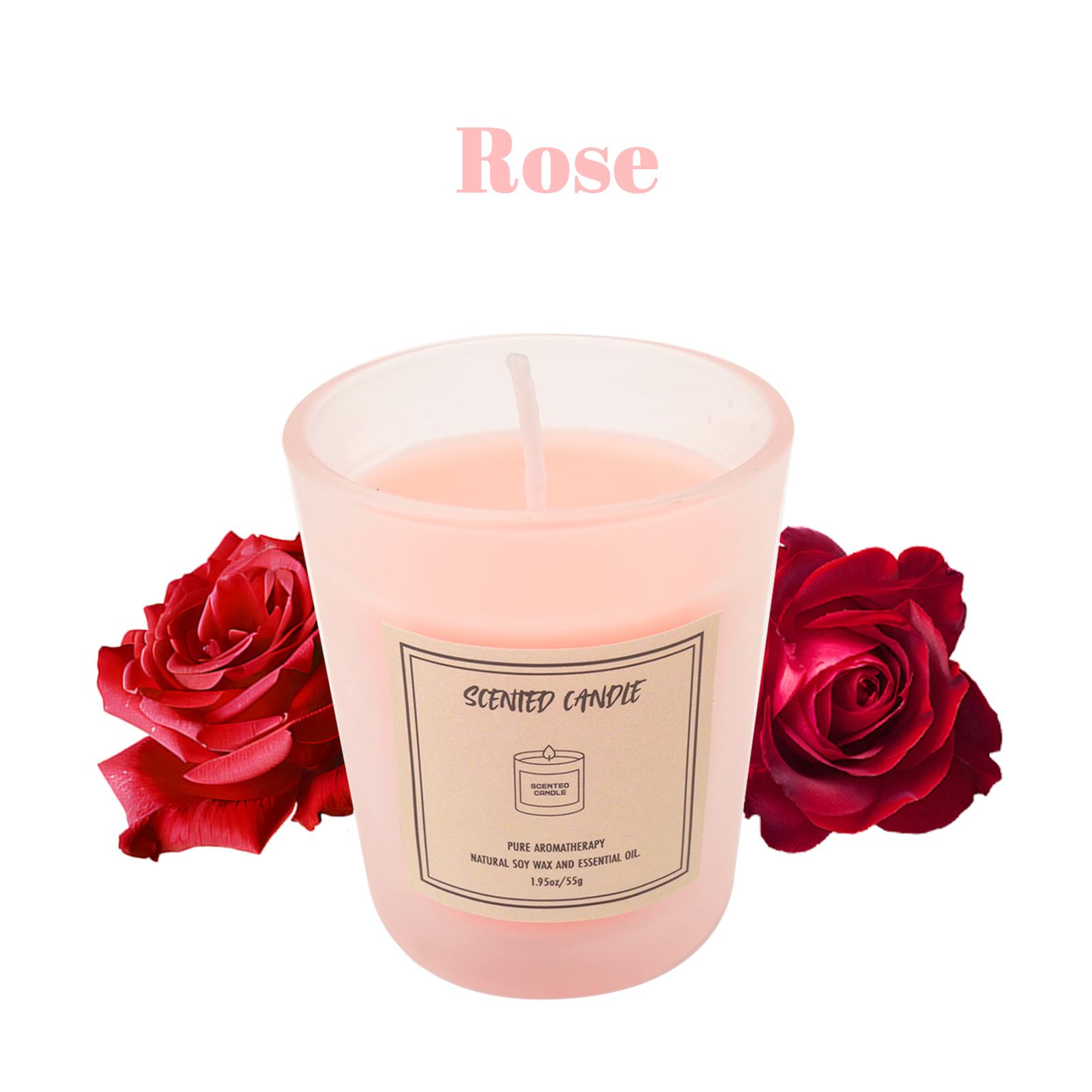 BILA Handmade Soybean Oil Scented Luxury Wax Candles in Glass Jar Aromatic Candles Customized Scented Candle 7*7*7cm&Rose розовый