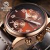 Quartz Chronograph Watch Luminous Waterproof Wrist Watch Leather Strap Date Function Pilot Style