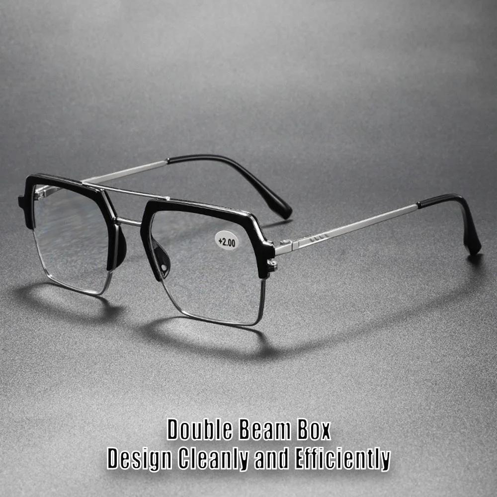 New Metal Double-Bridge Polygonal Presbyopia Glasses Stylish HD Reading Eyewear Personalized Design