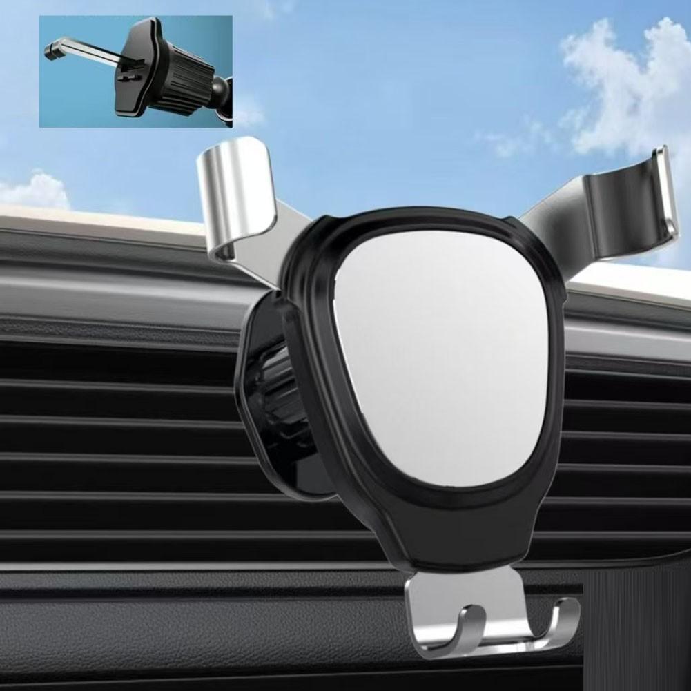 Adjustable Phone Holder for Car Air Vent with Secure Grip and Rotation серебряный