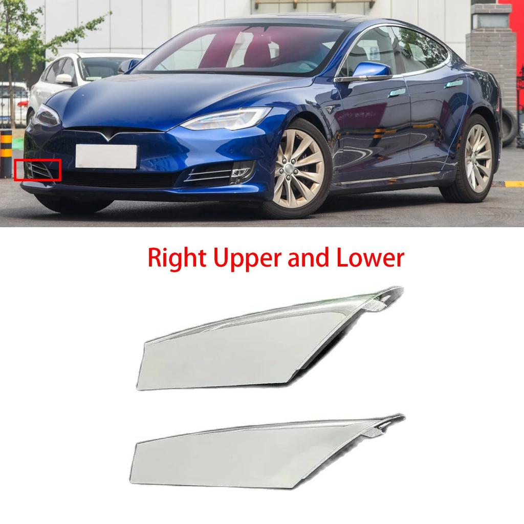 Chrome Front Bumper Fog Light Trim Molding For Tesla Model S 2016-2021 Upper Lower Left Right Fog Lamp Frame Plated Strip Car Re