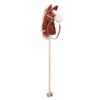 Kids Horse Head Stick Toy Cute Expression Soft Plush Stuffed Stick Horse with Sliding Wheels Coffee