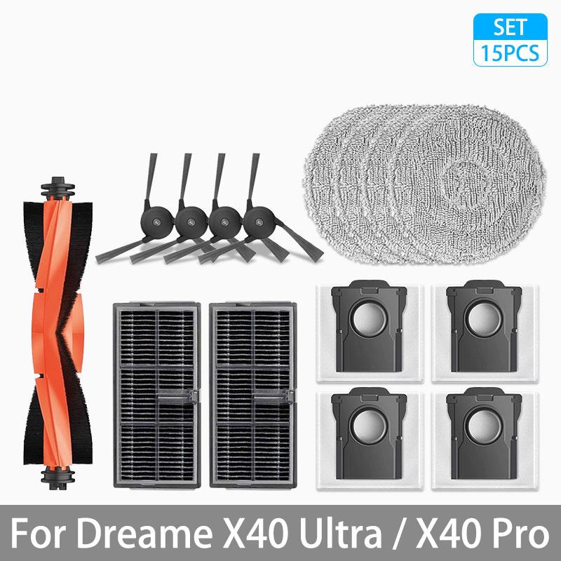 For Dreame X40 Ultra / X40 Pro Accessories Rubber Main Side Brush Mop Cloth Dust Bag HEPA Filter Robot vacuum Replacement Parts