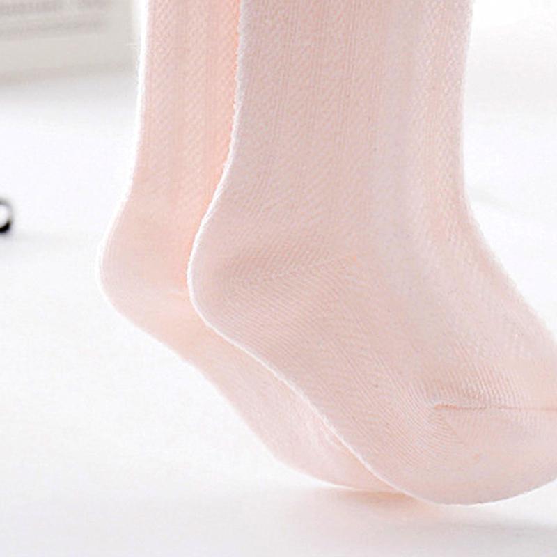 Baby Girls Summer Thin Mesh High Tube Socks Bow Anti-Mosquito Over Knee Stocking