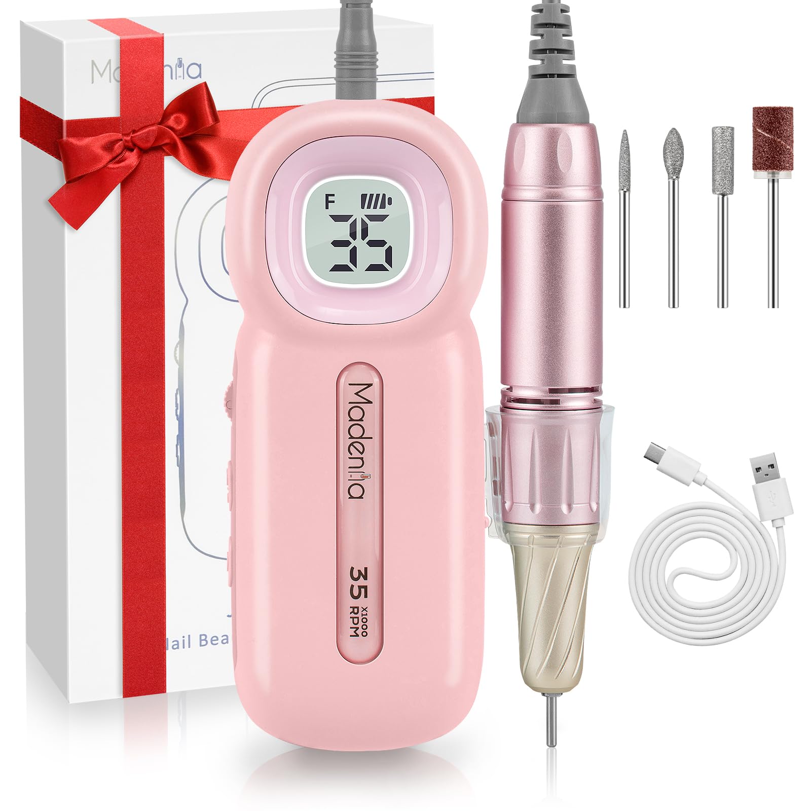 

Madenia Electric Nail Machine Перезаряжаемая маникюрная машинка Портативная Прозрачный Дисплей Профессиональная маникюрная машинка Уход за Ногтями Акриловые Ногти 35000 Об/мин Высокая
