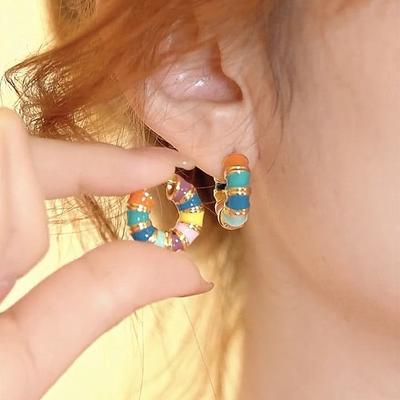 Seven-colour Enamel Drip Glaze Earrings Heavy-duty High-end Fashion Trendy Gift Elegant Lady's Classic Accessories Daily Temperament Jewelry