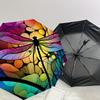 Colorful Stained Dragonfly Design Automatic Opening/Closing Umbrella with Foldable Design,, Travelers, Daily Use, Festive Gift1121011a