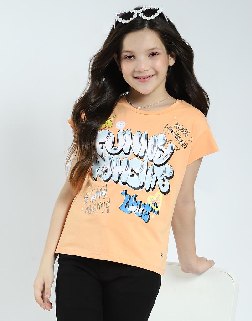 MONTE CARLO Mädchen Bedrucktes Rundhals Halbarm Top