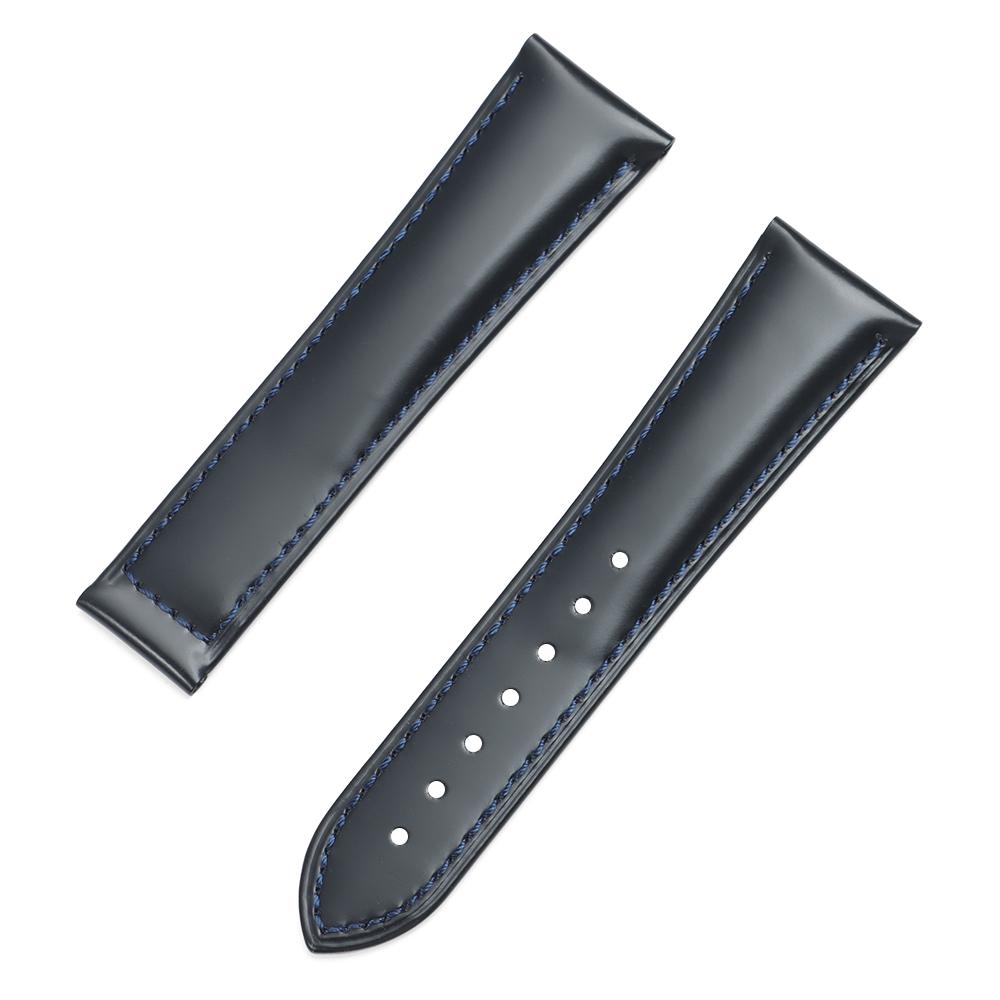 19mm 20mm 21mm 22mm Polished Cowhide Straps for Omega Seamaster Speedmaster Folding Buckle Waterproof Brown Leather Watch Band