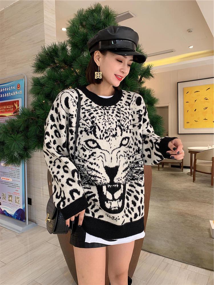 Γυναικείο πουλόβερ με στρογγυλή λαιμόκοψη Φαρδύ γυναικείο πουλόβερ μακρυμάνικο πλεκτό πλεκτό πουλόβερ με κάτω μέρος Γυναικείο άνοιξη φθινόπωρο 2020