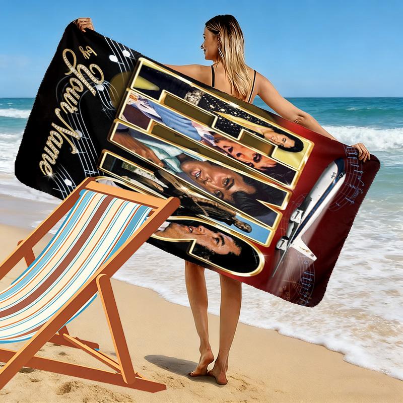 Name Custom Elvis Poster Print Beach Towel, Large Soft Quick Dry Towel for Beach Camping Swimming