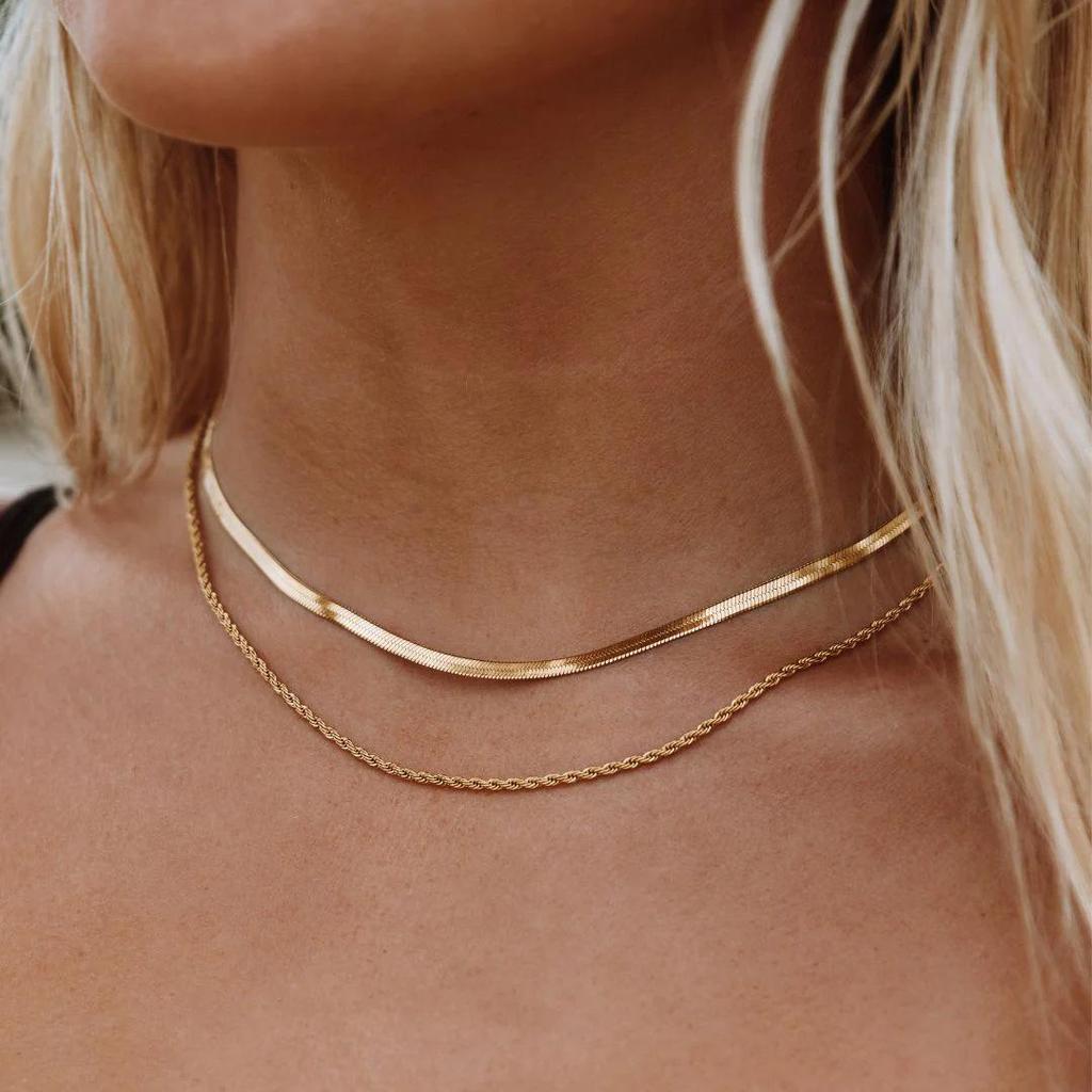 Trendy Double-Layer Snake & Blade Chain Necklace for Women