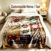 Dog Theme Soft Blanket Personalized Custom Name Text Print Warm Blanket Home Sofa Bedroom Decor