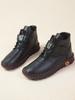 Botines de Invierno Forrados de Felpa para Mujer - Con Cordones, Punta Redonda, Cierre de Velcro, Tallas Grandes