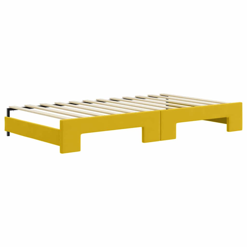 Pull Out Daybed with Drawers Yellow 100 x 200 cm Velvet