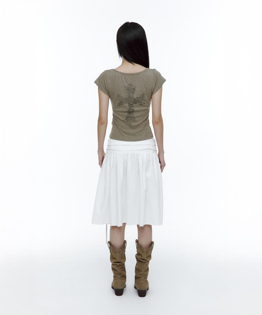 ROUGHNECK Ascii Cross Henley Neck T-Shirt Khaki Brown