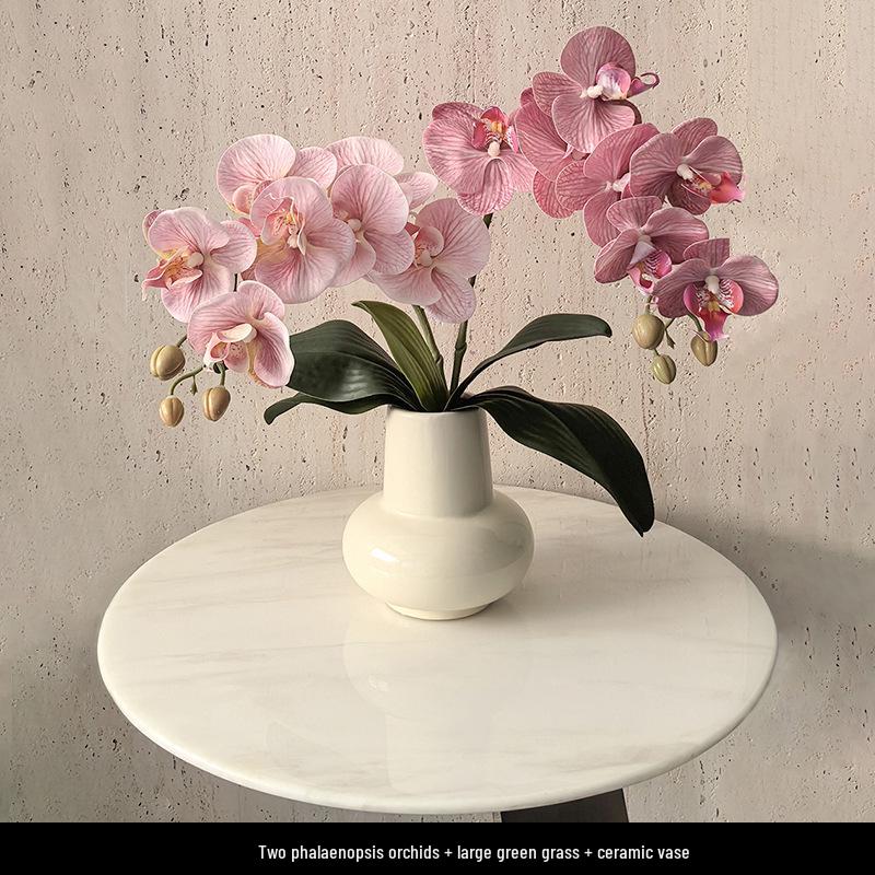 Light Luxury Phalaenopsis Artificial Floral Arrangement for Dining Table Decoration