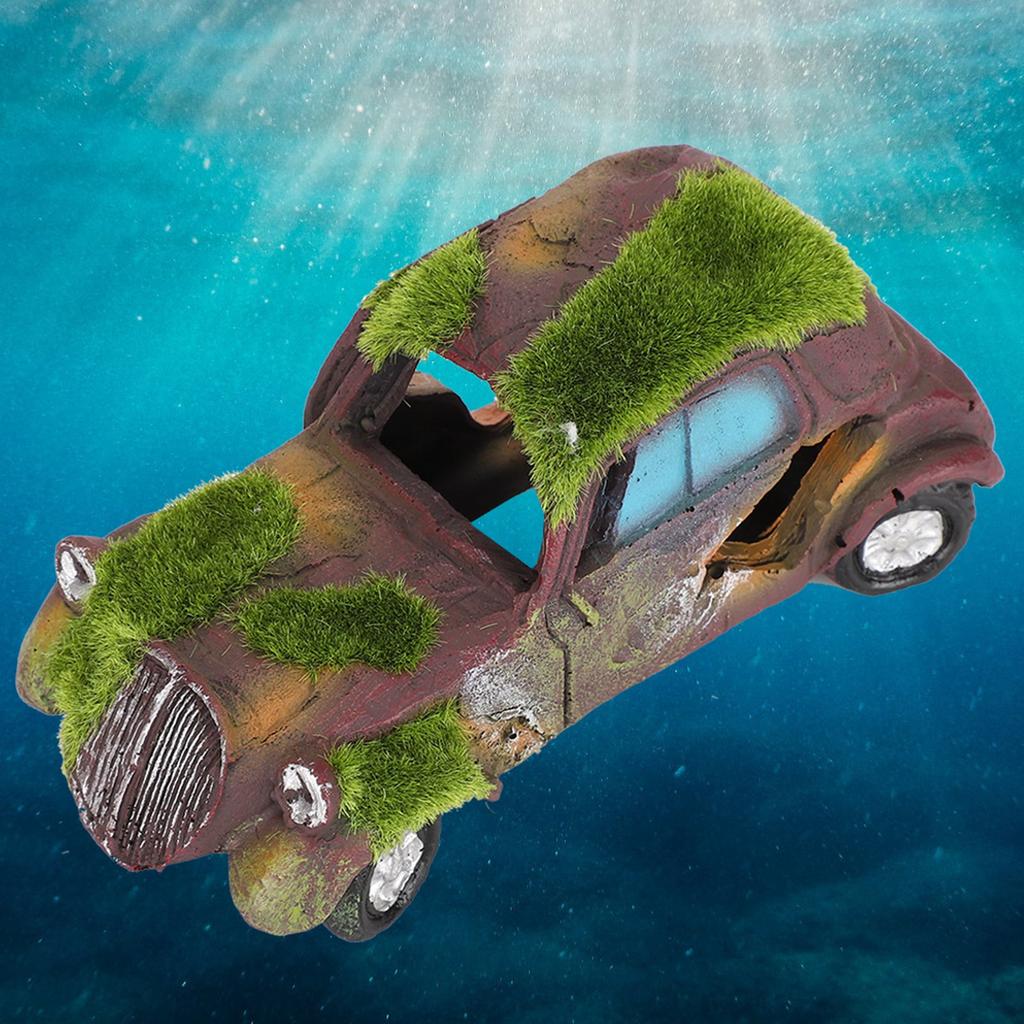 Resina Vintage Flocado Coche Acuario Pecera Adorno Decoración de Paisaje DecoraciónFlocado Vintage