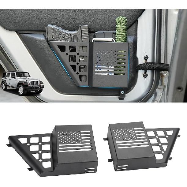 Door Pockets Storage Compatible With 2007-2018 Jeep Wrangler JK JKU 4 Door Metal Side Ert Organizer Box Replace Sagging Net