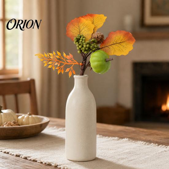 Fall Home Decoration Autumn Flower Bouquet, Artificial Floral Picks with Maple Leaves Pumpkins Multi-element Bouquet Berries Pine Cones for