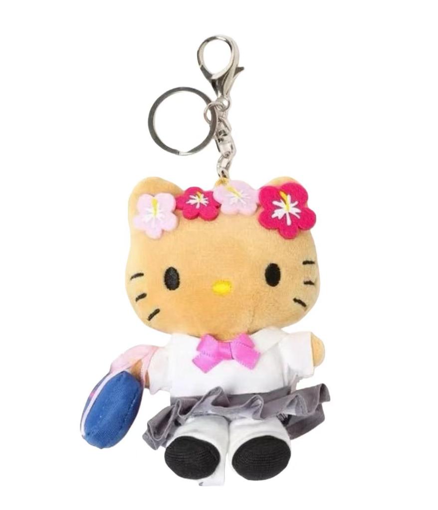 Cartoon JK Uniform Hello Kitty Gal Black Skin pink Leopard plush Doll Backpack Keychain Stuffed KT cat toys Pendant