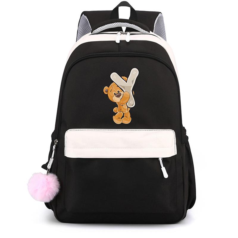 Mały Miś 26 Angielskich Liter Tornister Kawaii Uczeń Tornister Cartoon Bookbag Plecak Mochilas Plecak Nastolatek dla Dziewczynki Prezent