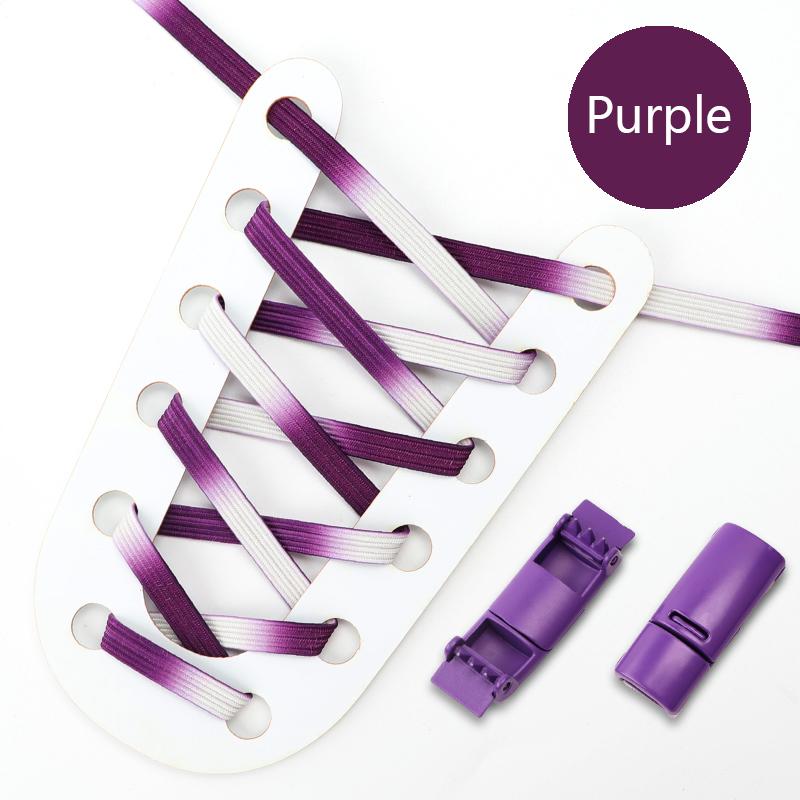 

NO.8 новые плоские градиентные эластичные шнурки для кроссовок, шнурки для обуви без завязок, резиновые шнурки для детей и взрослых, спортивные ленивые быстрые шнурки для обуви фиолетовый