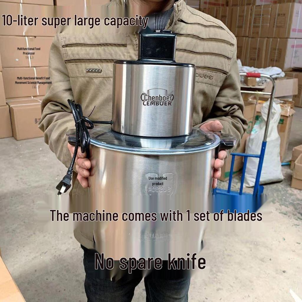 Elektrische Fleischwolf & Edelstahl-Gemüseschneider, 10L/6L Große Kapazität, für Teigtaschenfüllung, Chili, Knoblauchpaste und Kartoffelstampfer-Funktionen.