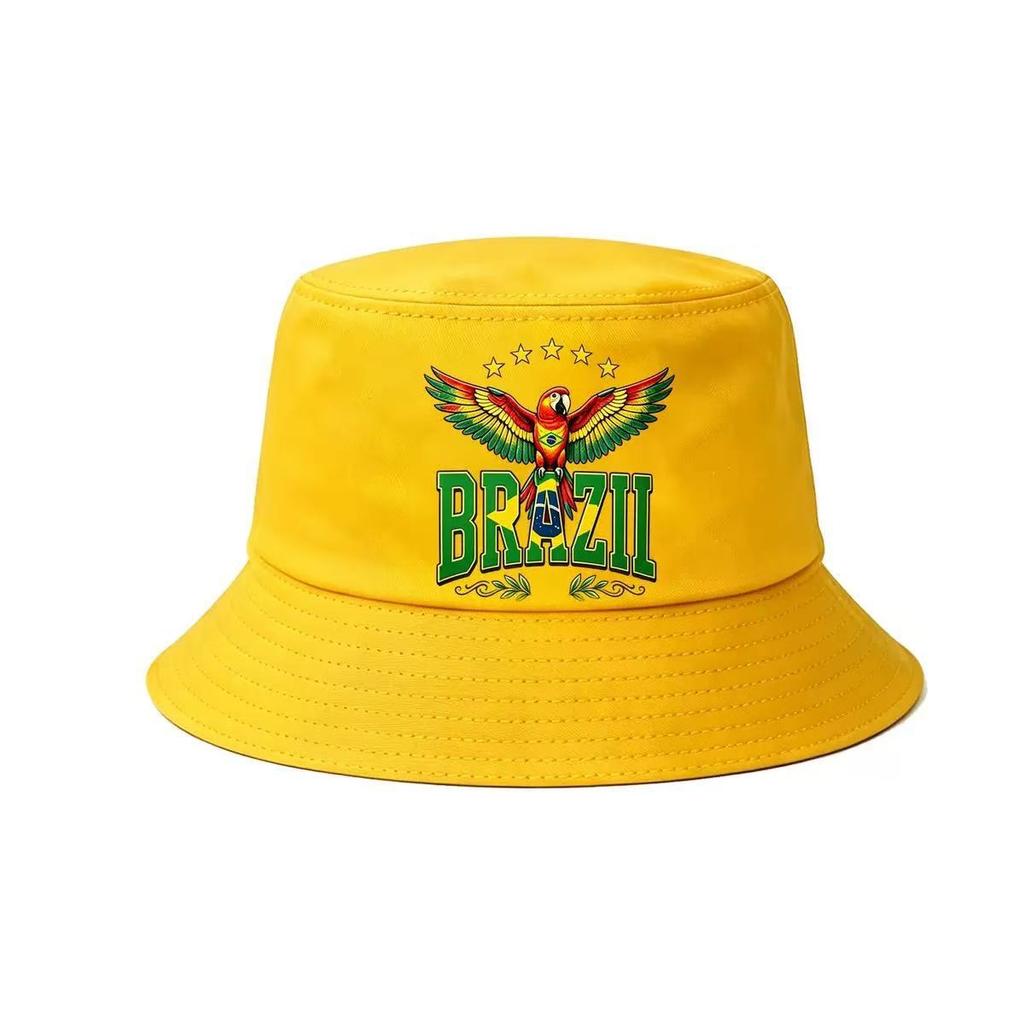 New Brazil digital printing bucket hat yellow sunshade hat around Brazil fans