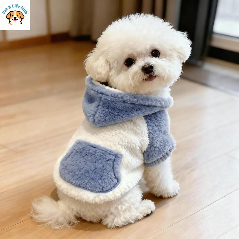 Dog clothes, warm in autumn and winter, hooded sweaters can lead small dogs, cats, pets, fleece jackets, pet supplies