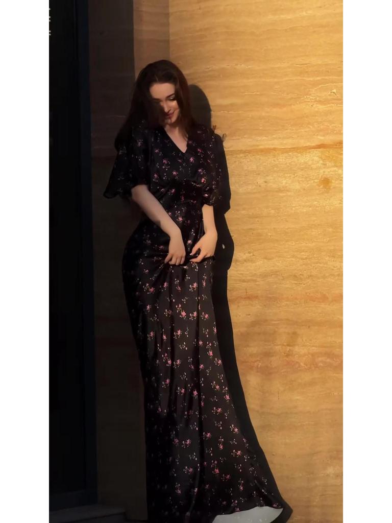 2025 Sommer Retro Elegant Kurzarm Langes Kleid